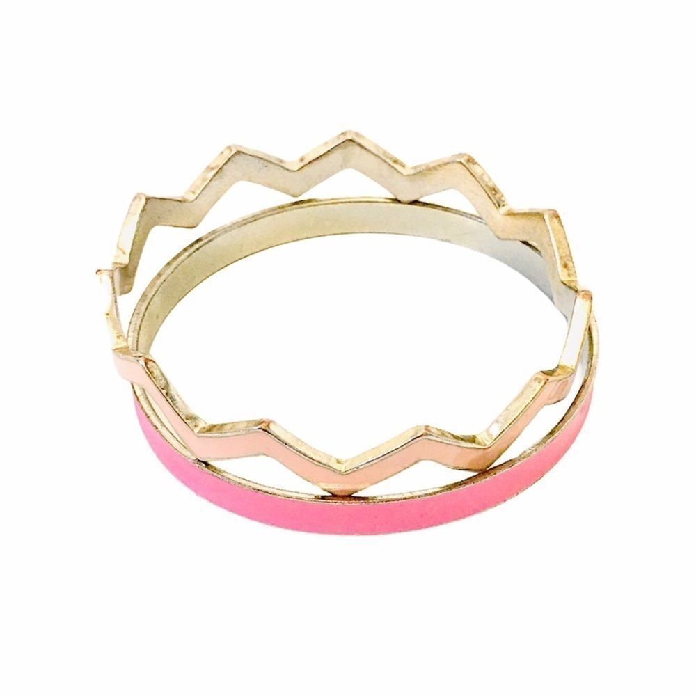 Set of 2 Pink Enamel Bangel Bracelets